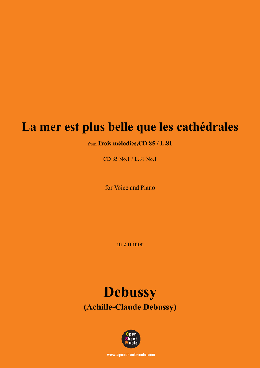 Debussy La mer est plus belle que les cathédrales Open Sheet Music