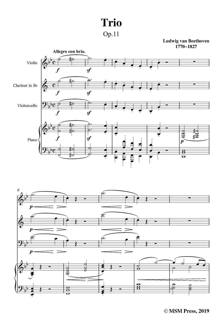 Beethoven Trio Op.11 Open Sheet Music