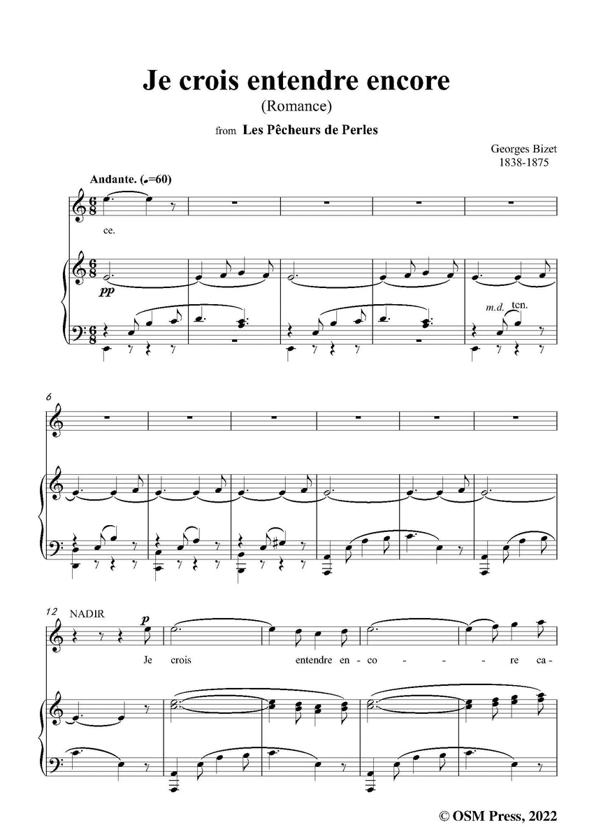 Je crois entendre encore” Sheet Music for Violin And Piano Sheet Music Now