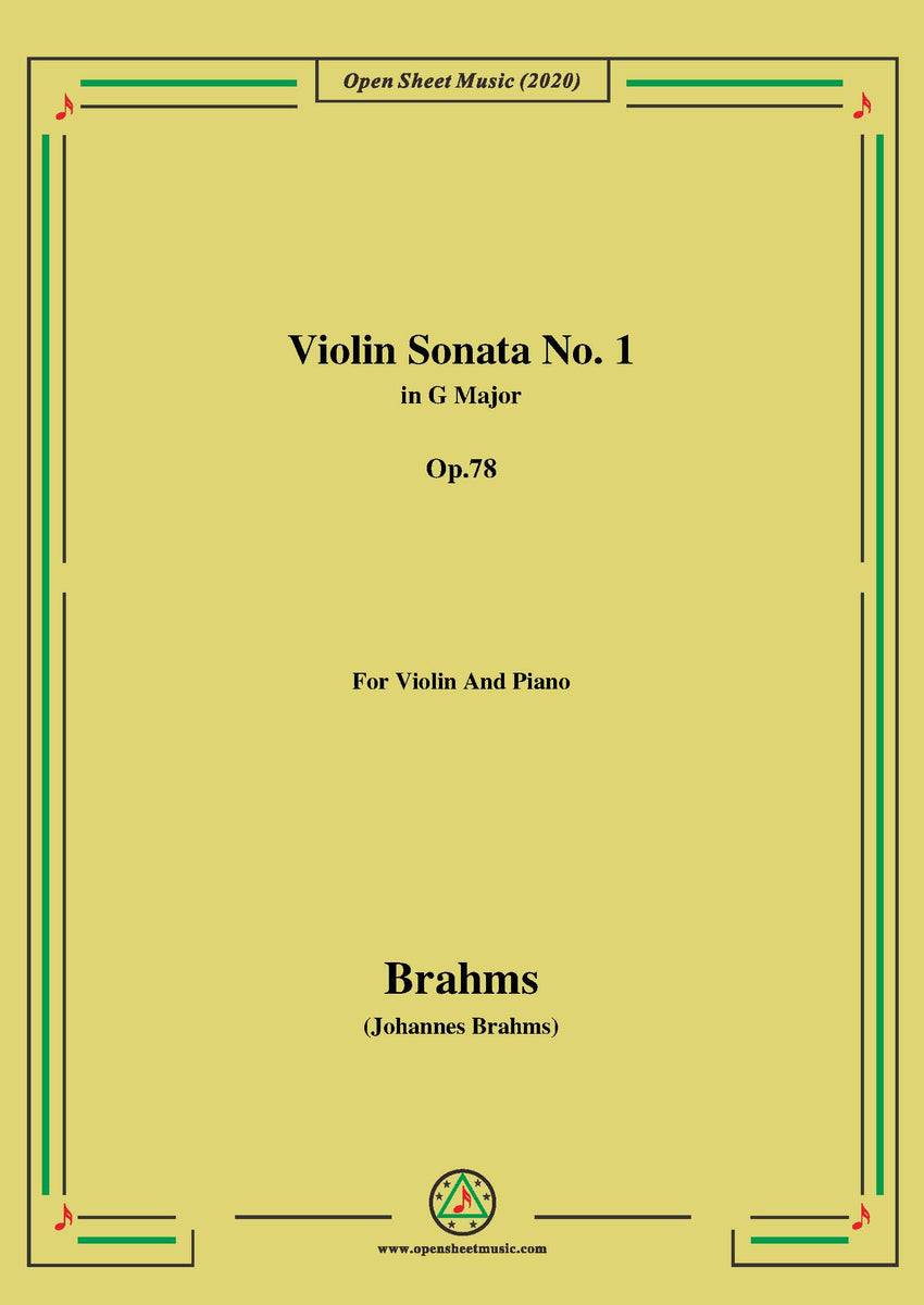 No.1　Brahms　in　–　G　Major,Op.78　Violin　Sonata　Music　Open　Sheet