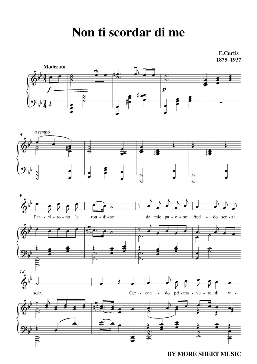 Neapolitan Songs - Non ti scordar di me Sheet music for Piano, Baritone  (Piano-Voice)
