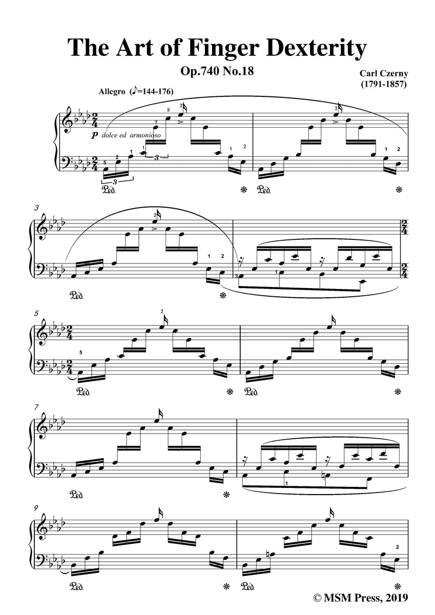 Czerny The Art of Finger Dexterity,Op.740 No.18,for Piano Open Sheet