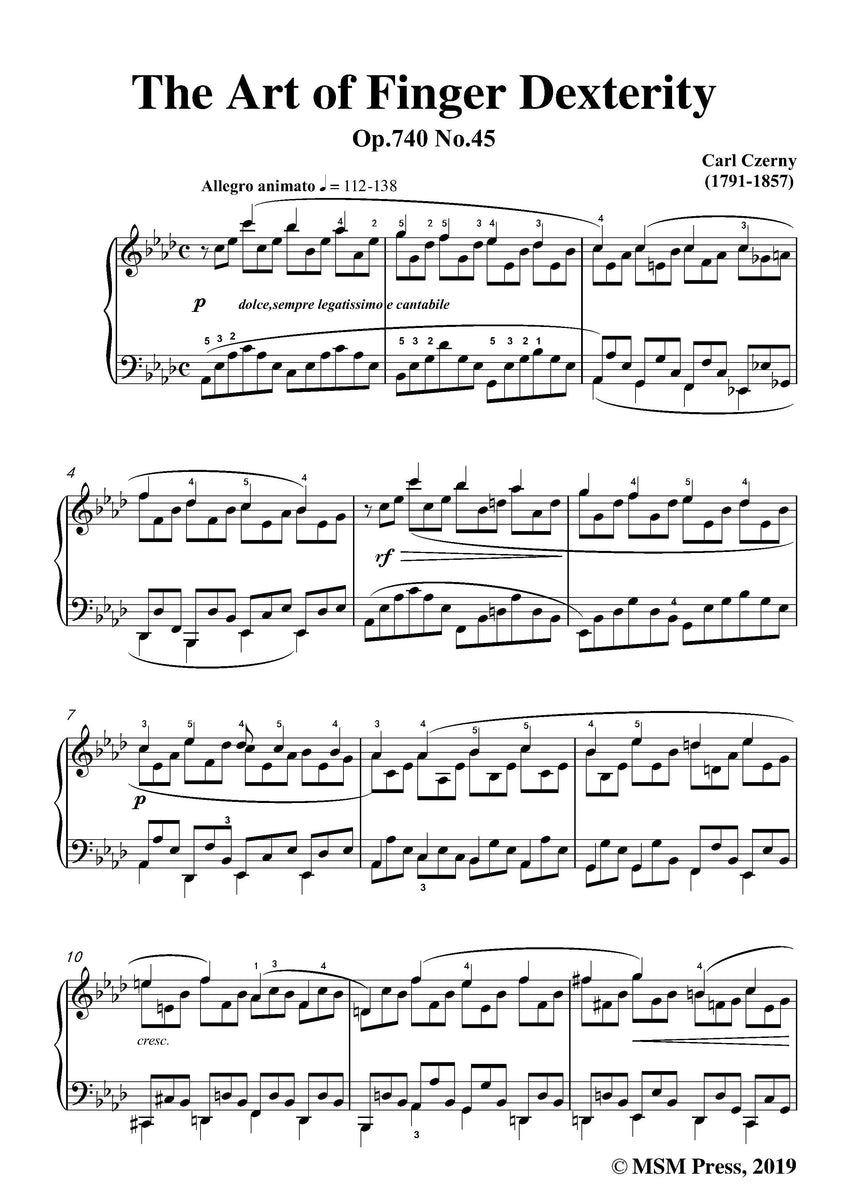 Czerny The Art of Finger Dexterity,Op.740 No.45,for Piano Open Sheet