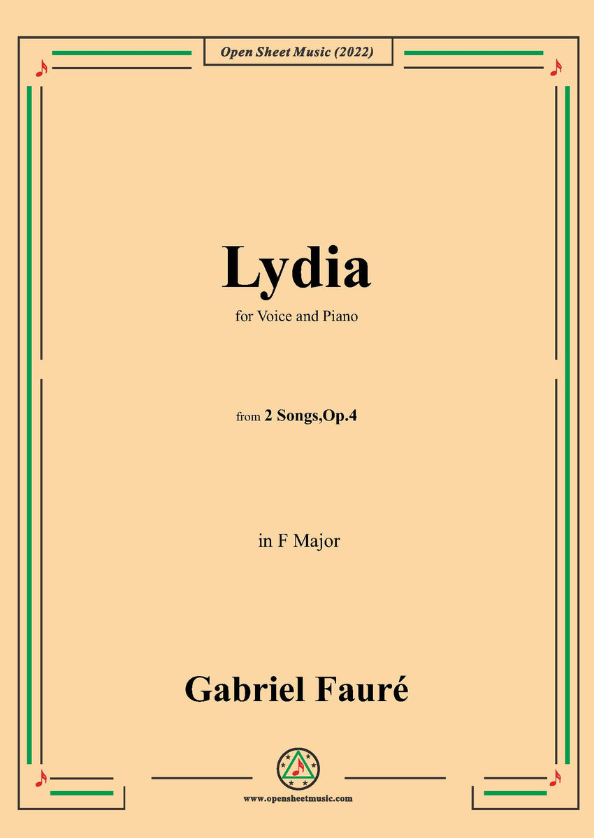 Fauré Lydia,Op.4 No.2 – Open Sheet Music