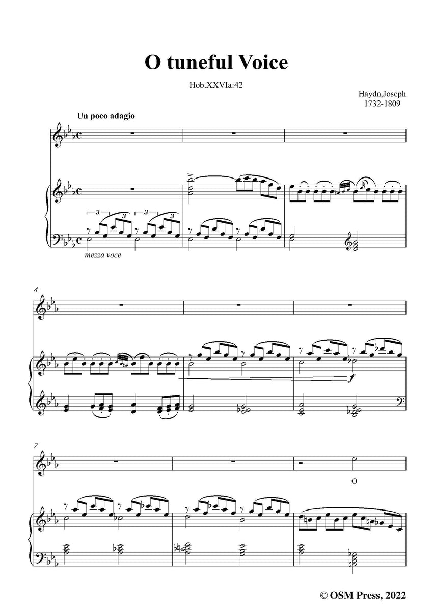 Haydn O tuneful Voice,Hob.XXVIa:42,in E flat Major,for Voice Haydn O tuneful Voice,Hob.XXVIa:42,in E flat Major,for Voice