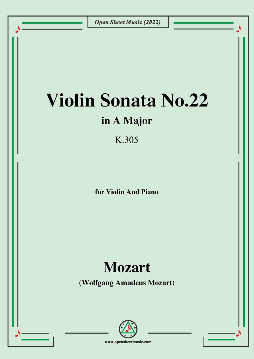 Mozart Violin Sonata No.22,in A Major – Open Sheet Music