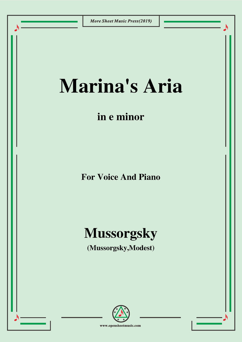 Mussorgsky Marina's Aria,from 'Boris Godunov' – Open Sheet Music