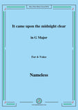 Nameless-Christmas Carol,It came upon the midnight clear,in G Major,for 4 Voicepiano
