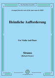 Richard Strauss-Heimliche Aufforderung, for Violin and Piano