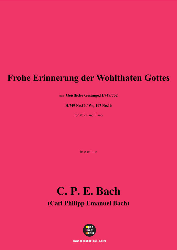 C. P. E. Bach-Frohe Erinnerung der Wohlthaten Gottes