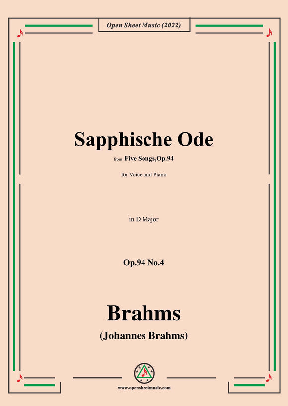 Brahms-Sapphische Ode-Sapphic Ode,from Five Songs,Op.94