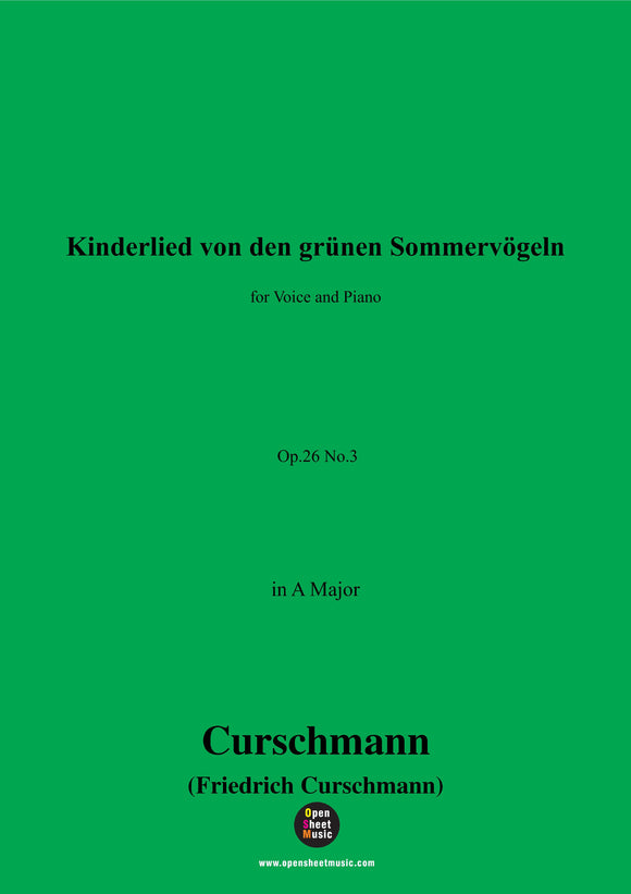 Curschmann-Kinderlied von den grünen Sommervögeln