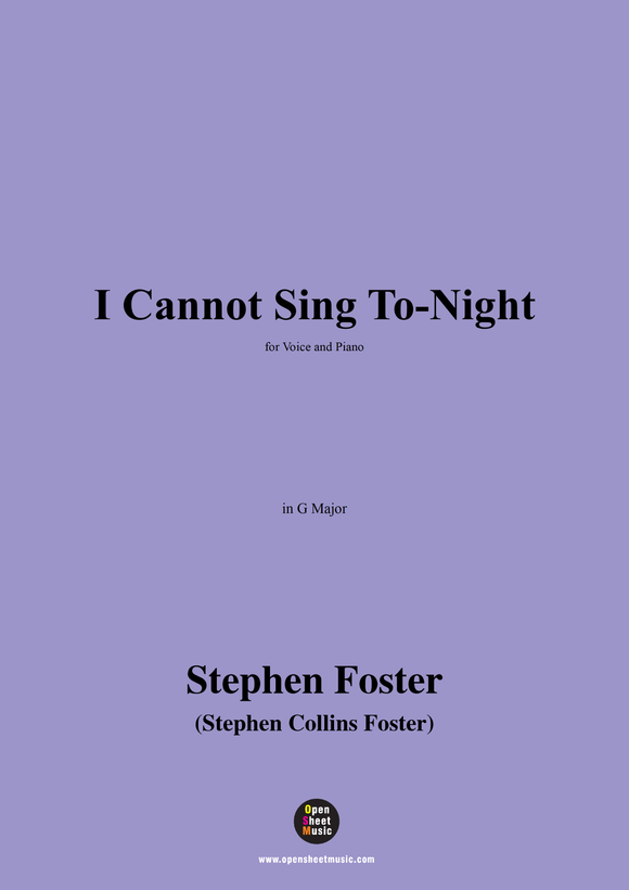 S. Foster-I Cannot Sing To-Night