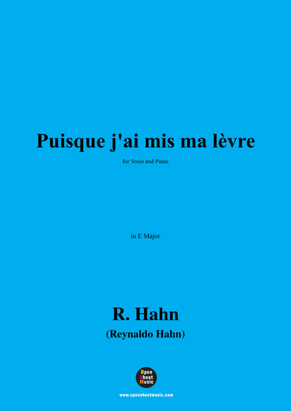 R. Hahn-Puisque j'ai mis ma lèvre