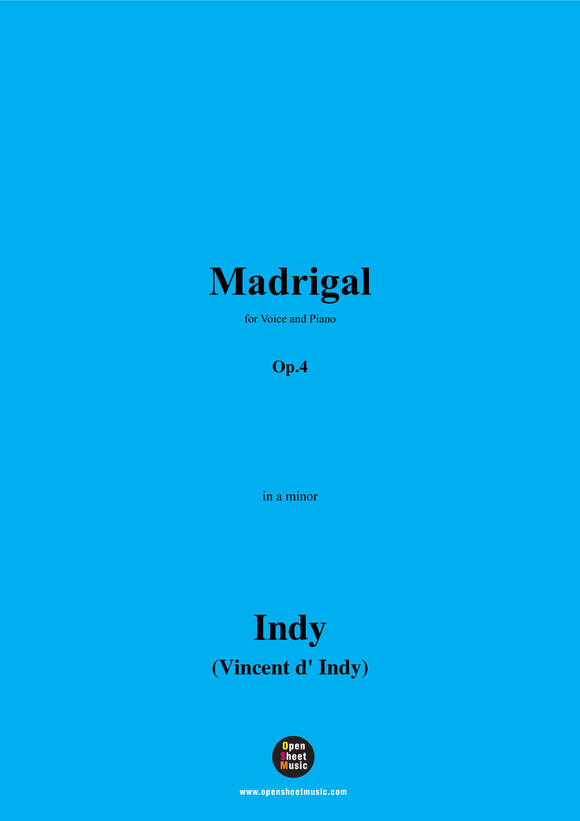 V. d' Indy-Madrigal,Op.4