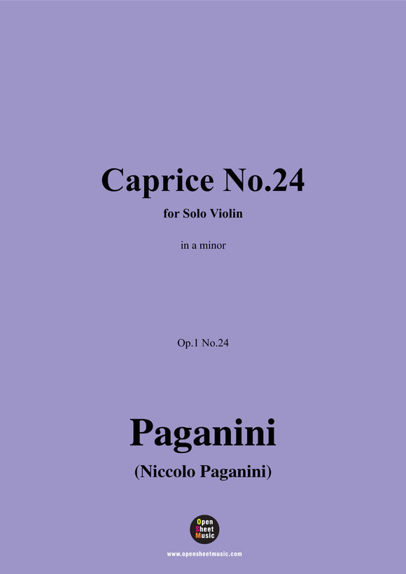 Paganini-Caprice No.24,Op.1 No.24,in a minor,for Solo Violin