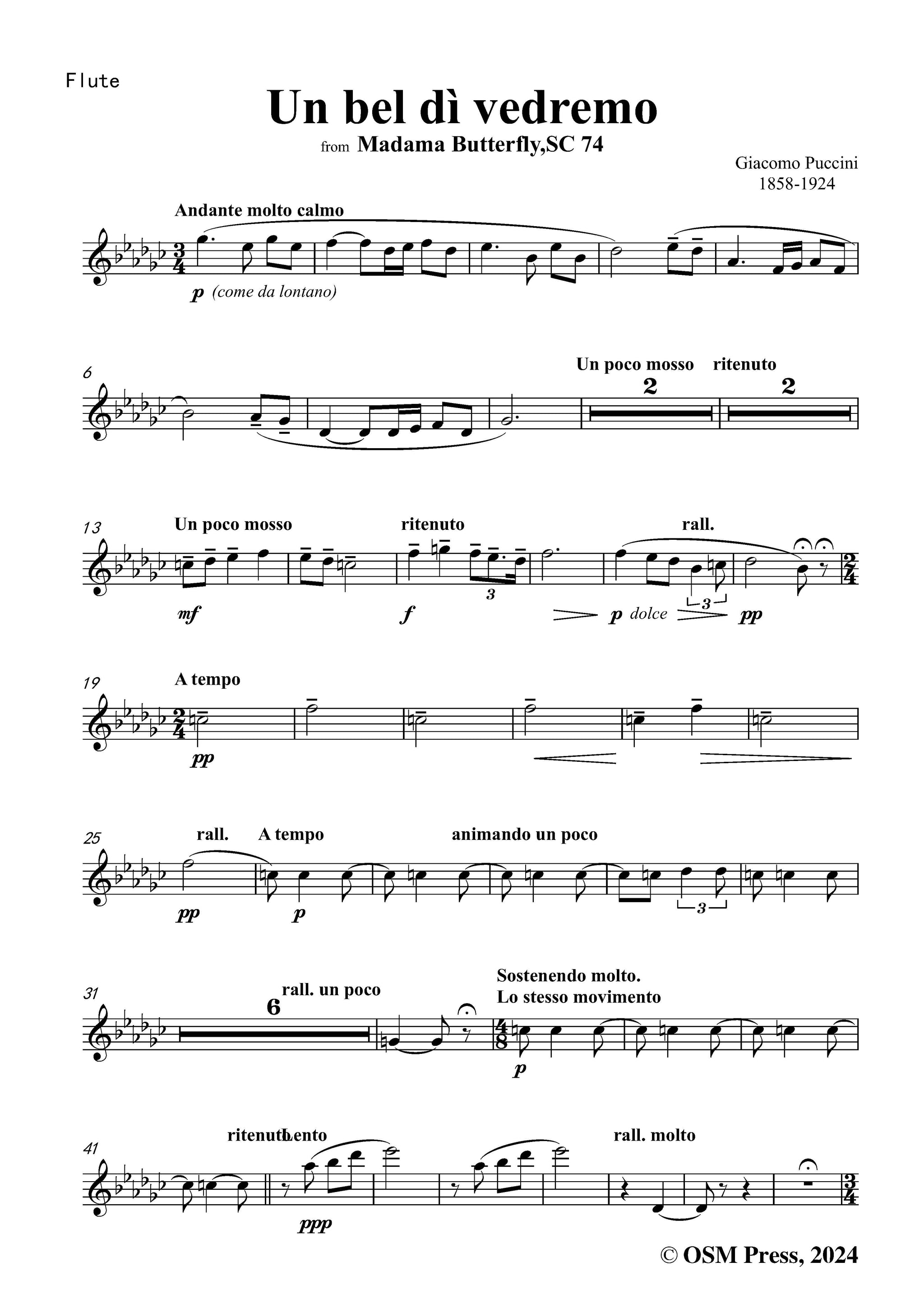 G. Puccini Un bel dì vedremo – Open Sheet Music