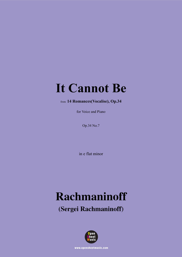 Rachmaninoff-It Cannot Be
