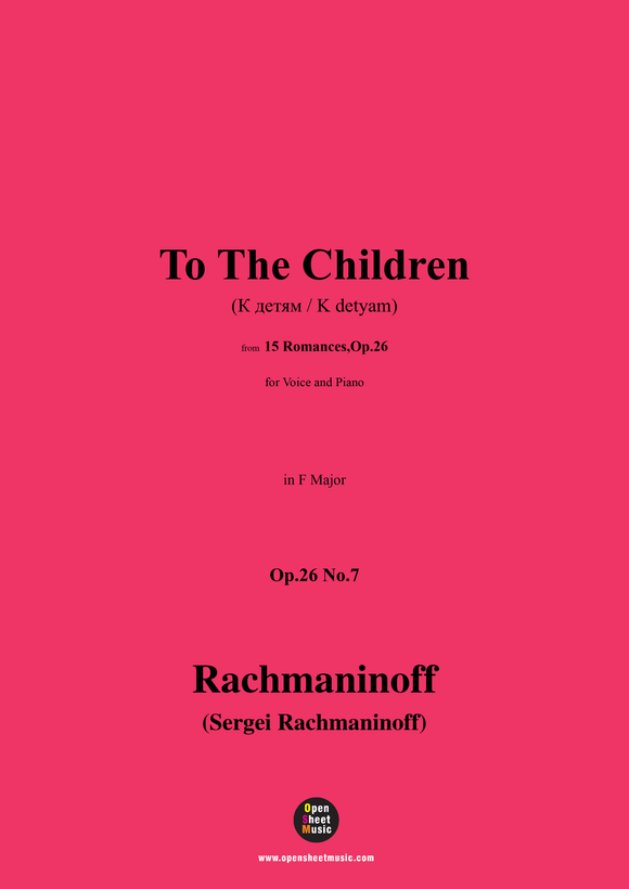Rachmaninoff-To The Children