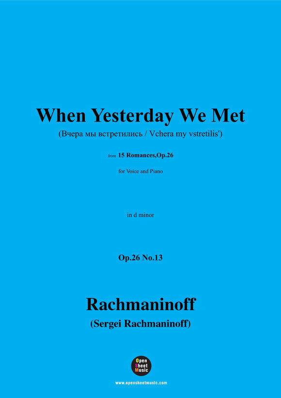 Rachmaninoff-When Yesterday We Met