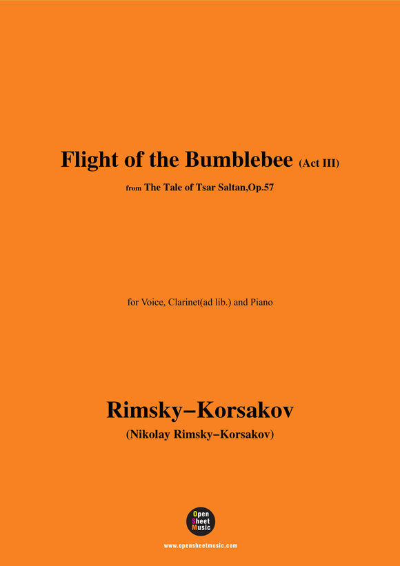Rimsky-Korsakov-Flight of the Bumblebee,Act III,for Voice,Clarinet(ad lib.) and Piano