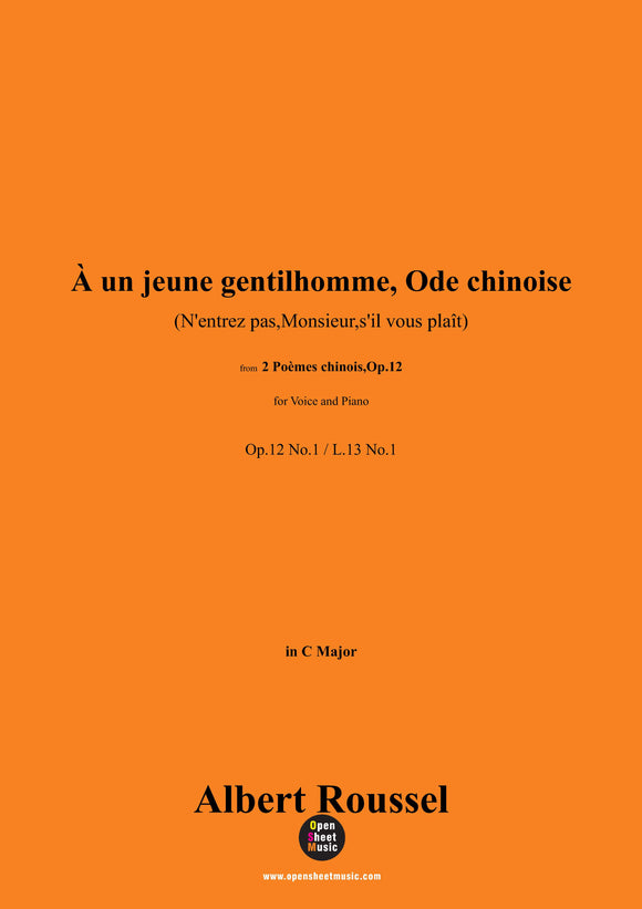 A. Roussel-À un jeune gentilhomme,Ode chinoise