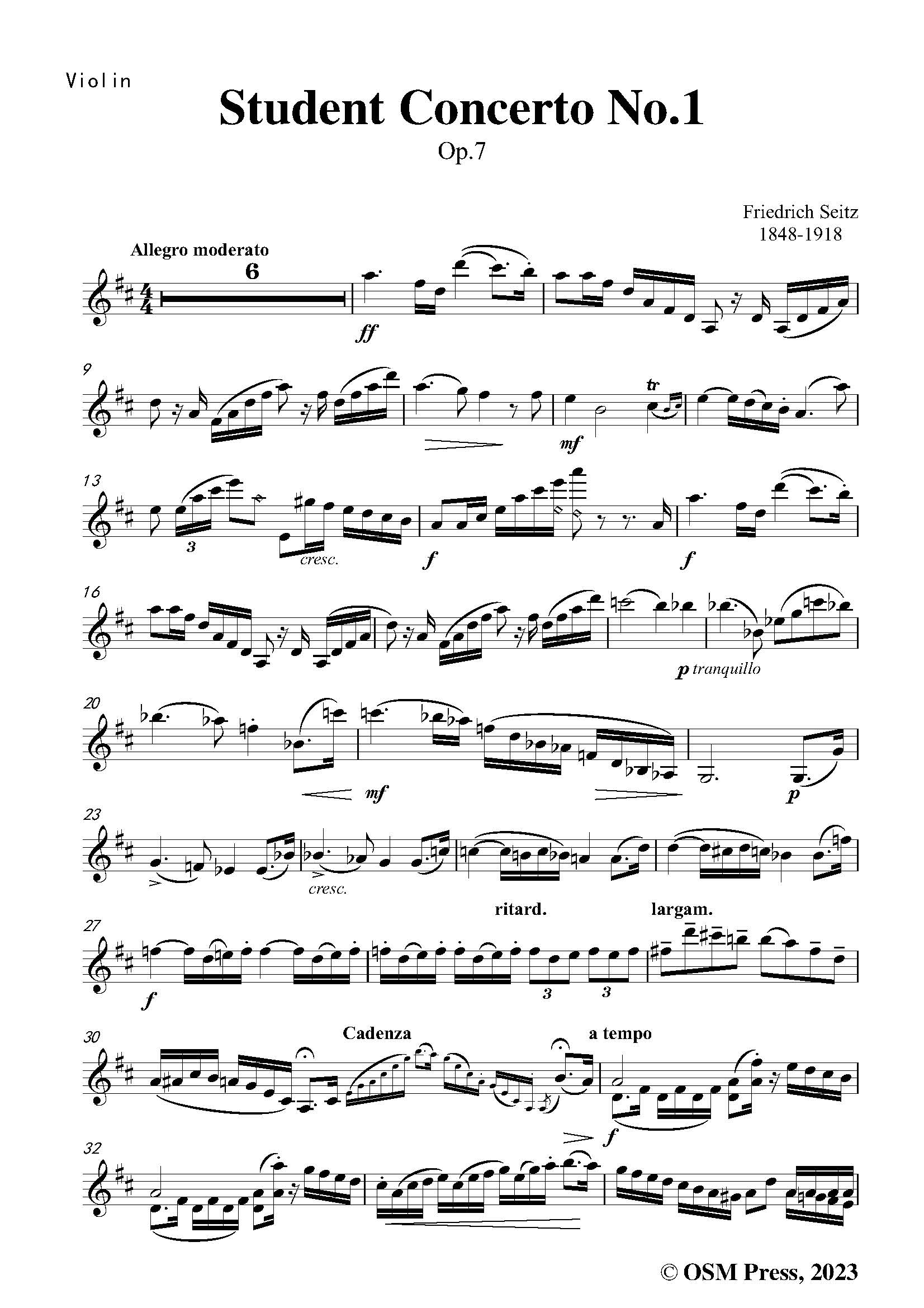 F. Seitz Student Concerto No.1,Op.7 – Open Sheet Music