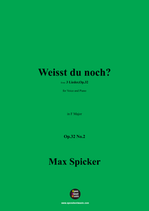 Spicker-Weisst du noch?,Op.32 No.2