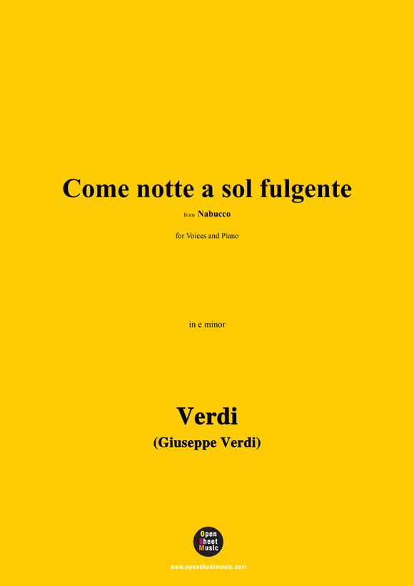 Verdi-Come notte a sol fulgente