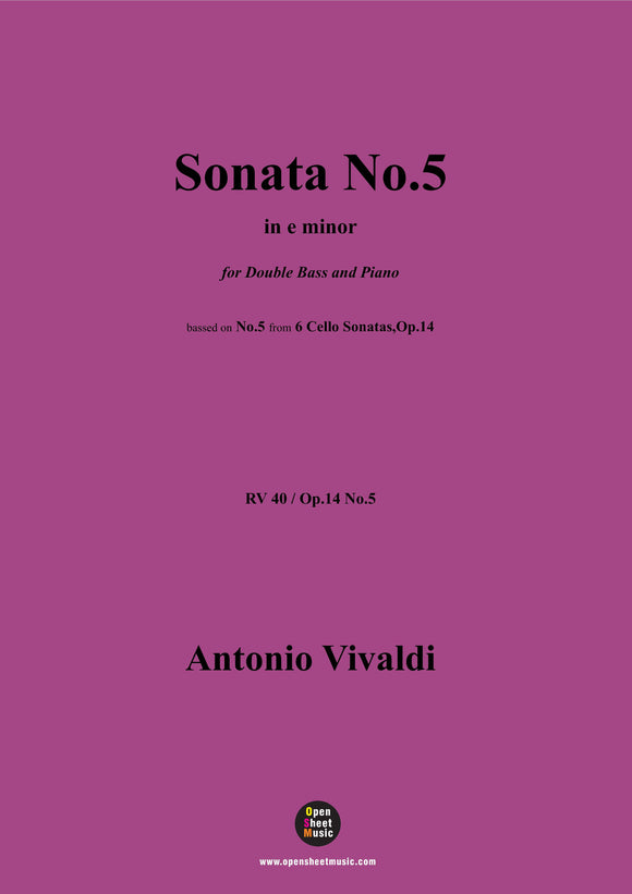 Vivaldi-Sonata No.5,Op.14 No.5;RV 40,for Double Bass And Piano