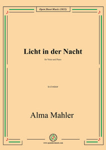 Alma Mahler-Licht in der Nacht,in d minor,for Voice and Piano