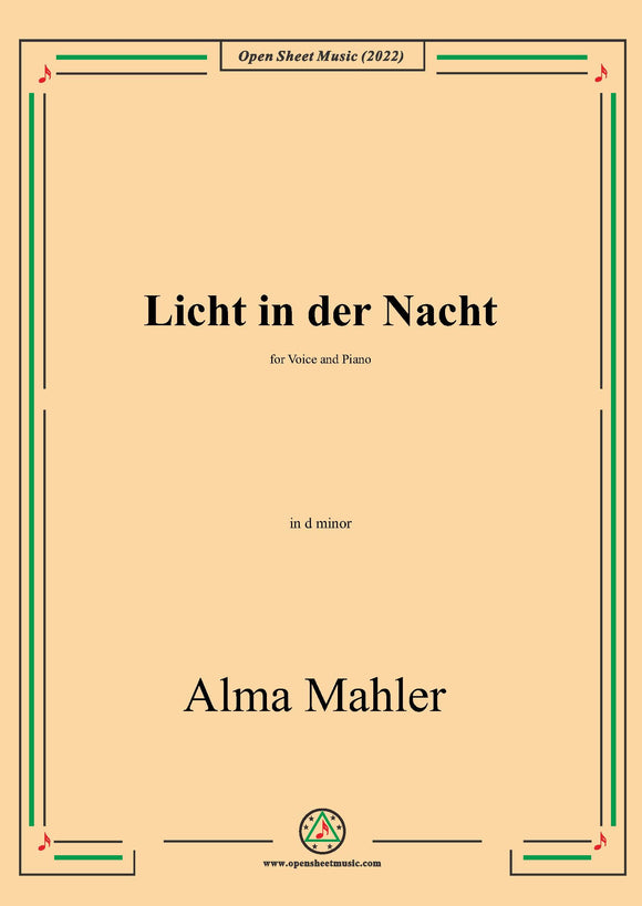 Alma Mahler-Licht in der Nacht,in d minor,for Voice and Piano