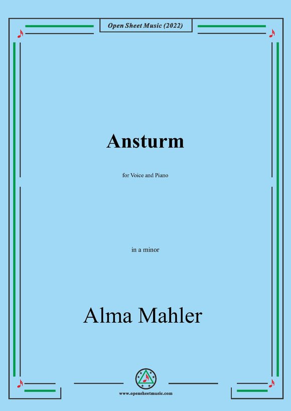 Alma Mahler-Ansturm,in a minor,for Voice and Piano