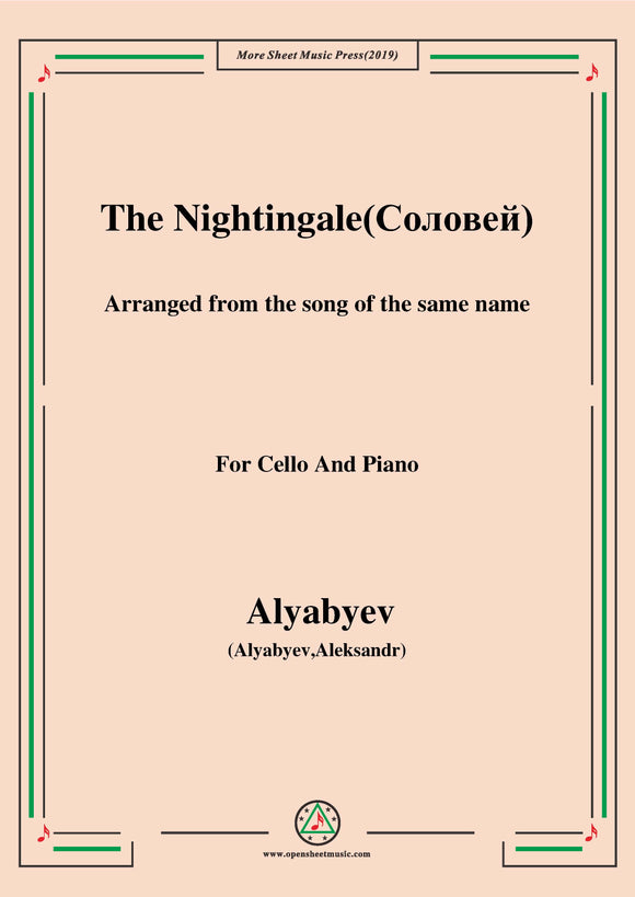 Alyabyev-The Nightingale(Соловей), for Cello and Piano