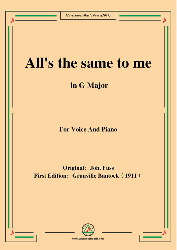 Bantock-Folksong,All's the same to me('S ist mir Alles Eins)