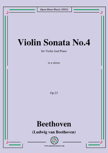 Beethoven-Violin Sonata No.4 in a minor,Op.23,for Violin and Piano