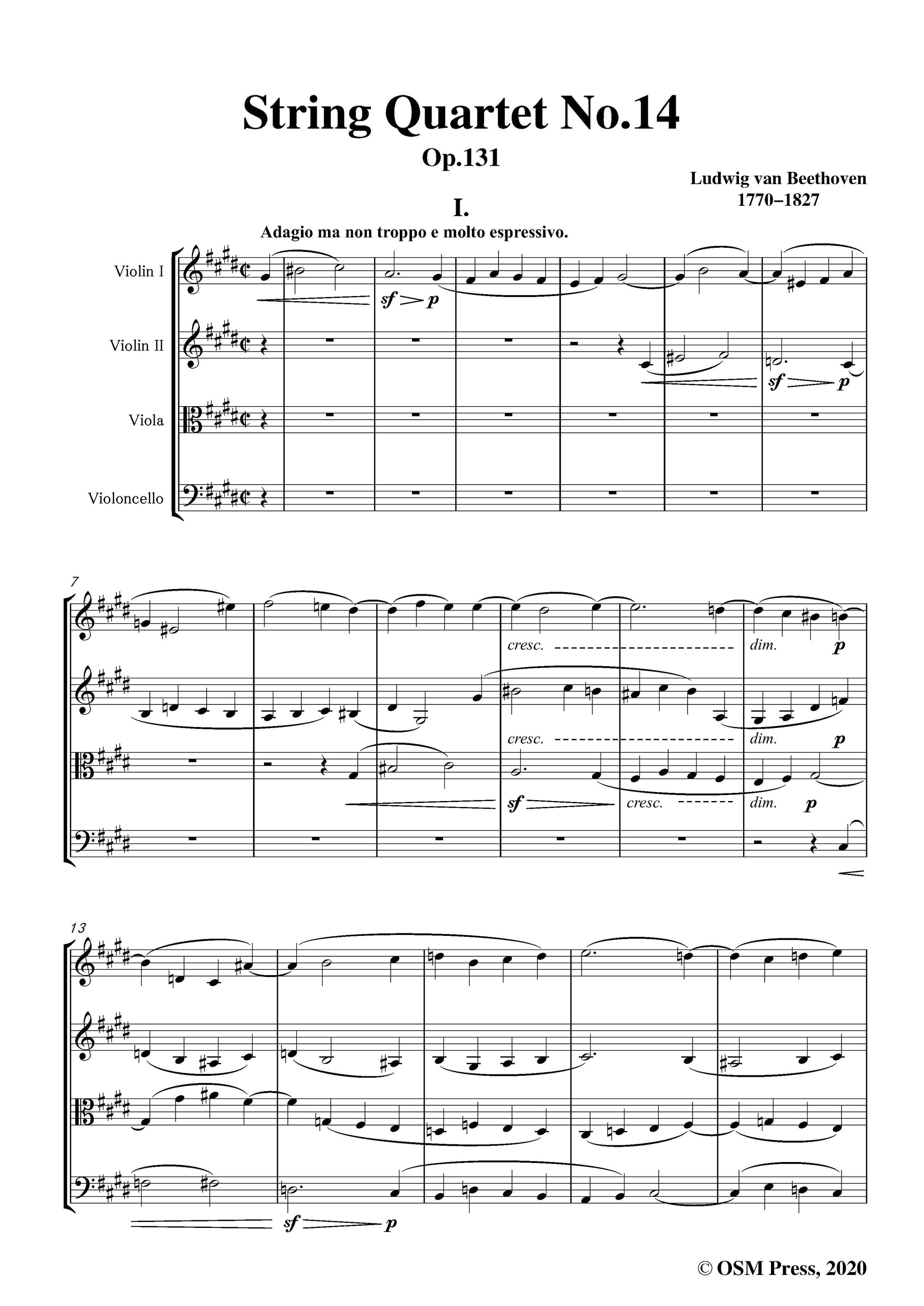 Beethoven String Quartet No.14 in c sharp minor,Op.131 – Open