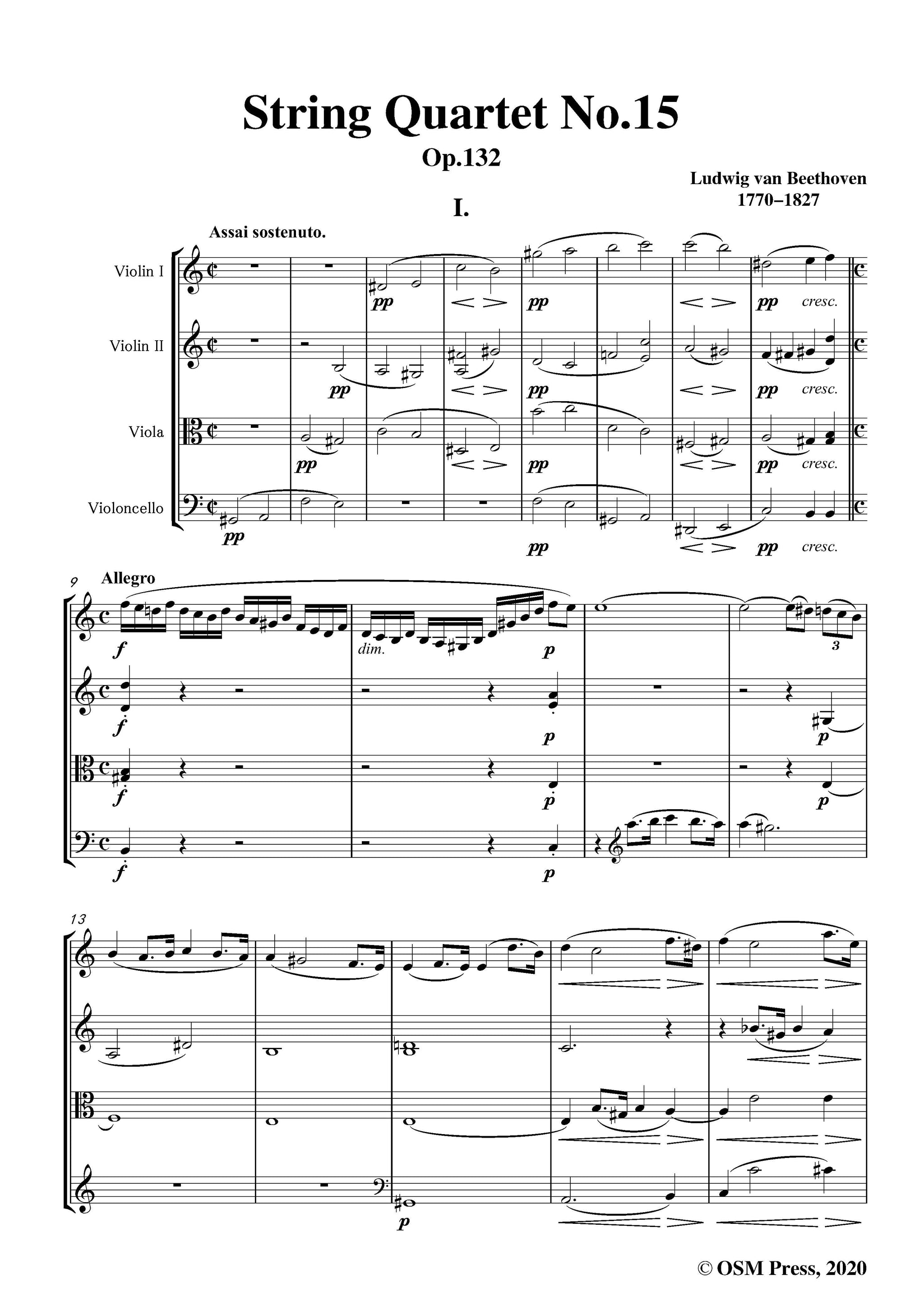 Beethoven String Quartet No.15 in a minor,Op.132 – Open Sheet Music