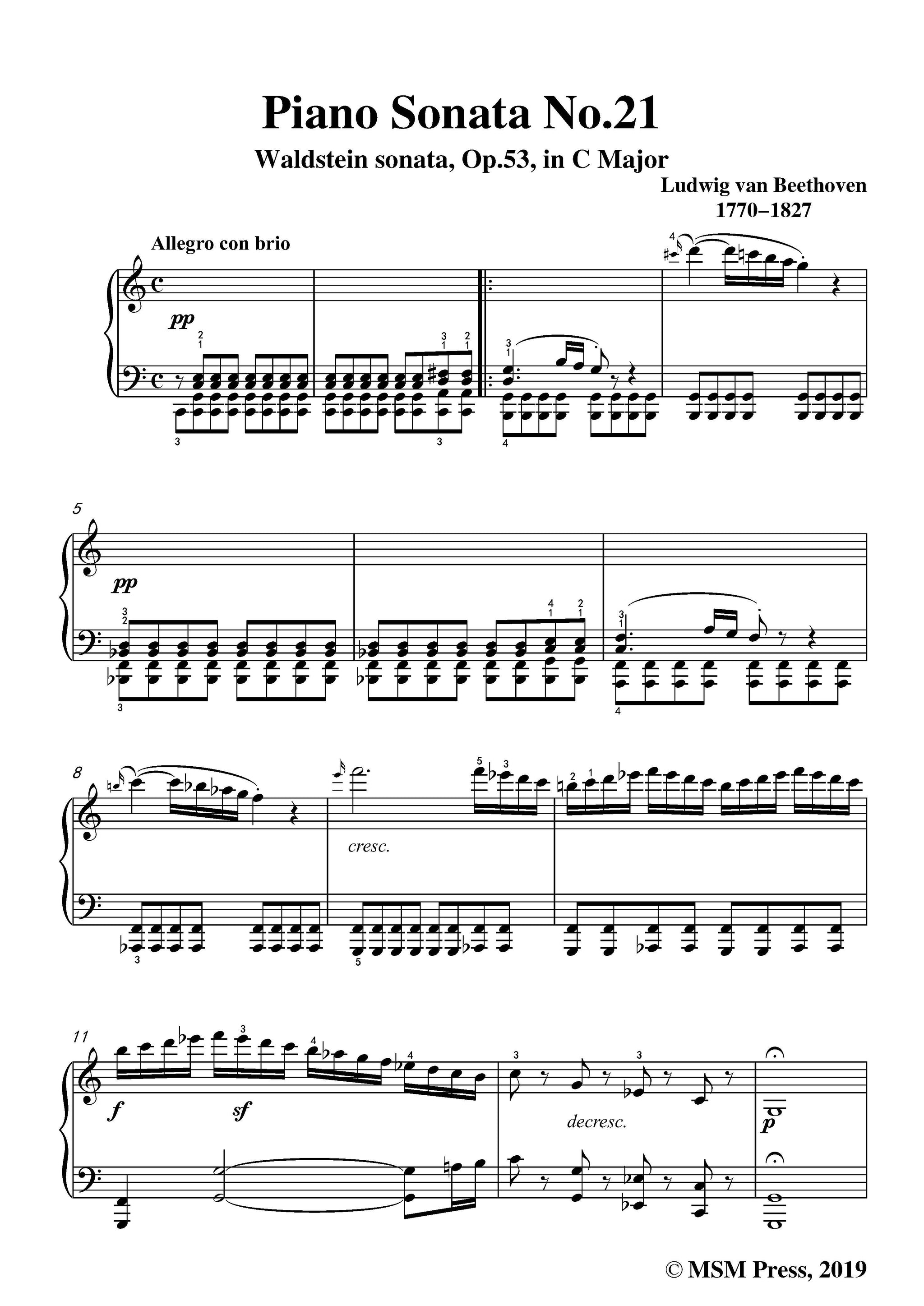 Beethoven Piano Sonata No.21,Waldstein sonata,Op.53,in C