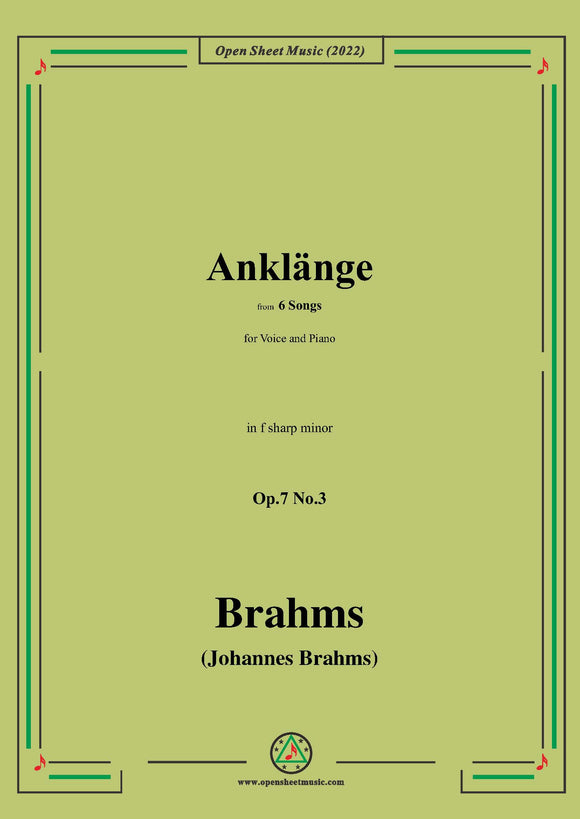 Brahms-Anklange,Op.7 No.3,from 6 Songs,in f sharp minor