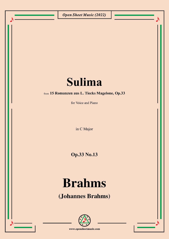 Brahms-Sulima,Op.33 No.13 in C Major