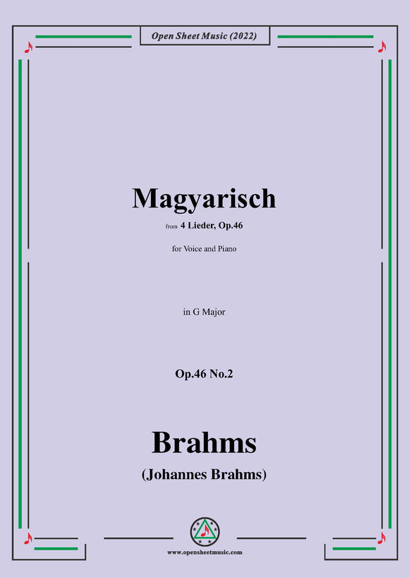 Brahms-Magyarisch,Op.46 No.2 in G Major