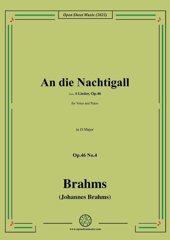 Brahms-An die Nachtigall,Op.46 No.4 in D Major