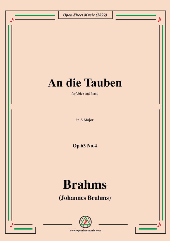 Brahms-An die Tauben,Op.63 No.4 in A Major