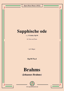 Brahms-Sapphische ode,Op.94 No.4 in E Major