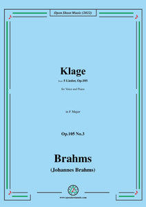 Brahms- Klage,Op.105 No.3