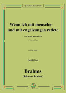 Brahms-Wenn ich mit mensche-und mit engelzungen redete,Op.121 No.4