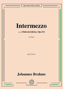 Brahms-Intermezzo,from 4 Klavierstucke,Op.119 No.3 in C Major,for Piano