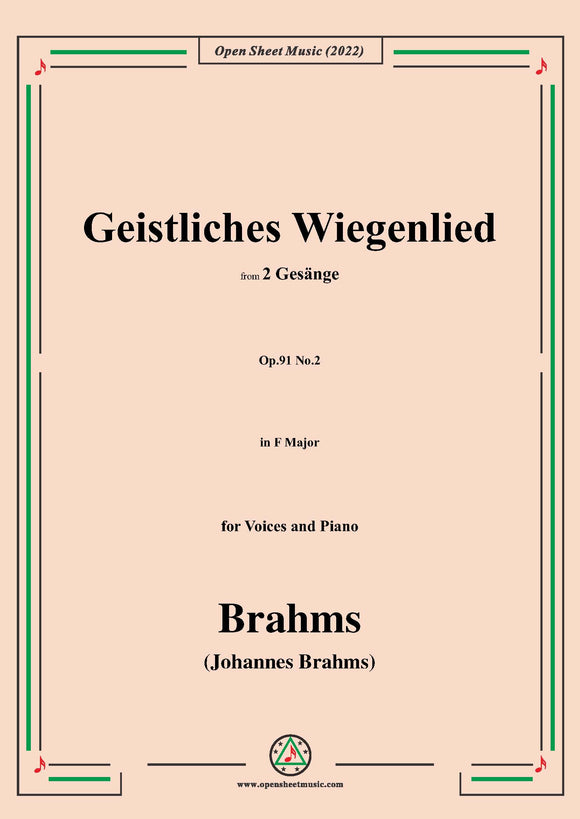Brahms-Geistliches Wiegenlied,Op.91 No.2,in F Major,for Voice&Piano