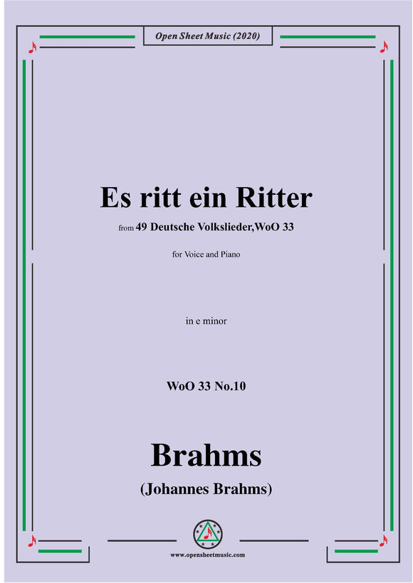 Brahms-Es ritt ein Ritter,WoO 33 No.10